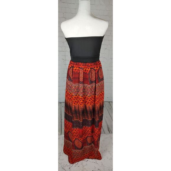 Strapless Maxi Dress Cutout Bohemian Print Summer Dress Size Medium - Picture 3 of 12